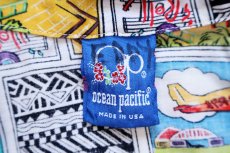 画像4: 80s USA製 OP ocean pacific オーシャンパシフィック コミック 総柄 オープンカラー 半袖 コットンシャツ カスタム (4)