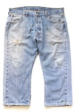 画像2: Levi'sリーバイス 501 ペンキ飛び ダメージ クロップド デニムパンツ W38★SDP4638 (2)