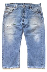画像2: Levi'sリーバイス 501 ペンキ飛び&ダメージ クロップド デニムパンツ ヒゲ W38★SDP4648 (2)