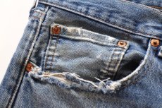 画像7: Levi'sリーバイス 501 ペンキ飛び&ダメージ クロップド デニムパンツ ヒゲ W38★SDP4648 (7)