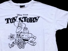 画像1: DISNEY PIXAR ディズニー TOY STORYトイストーリー ウッディ バズライトイヤー コットンTシャツ 白 2XL★特大 (1)