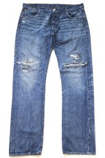 画像3: Levi'sリーバイス 501 ダメージ&リペア USED加工 デニムパンツ ヒゲ W38 L34★SDP4635 (3)
