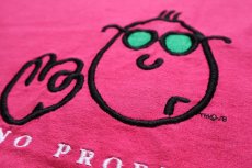 画像4: 90s USA製 フェイス NO PROBLEM 刺繍 コットンTシャツ ショッキングピンク XL (4)