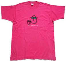 画像2: 90s USA製 フェイス NO PROBLEM 刺繍 コットンTシャツ ショッキングピンク XL (2)