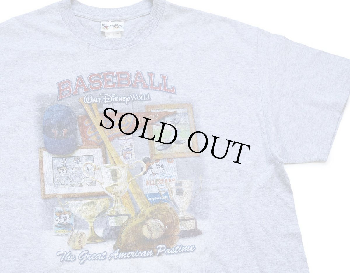 画像1: 00s Walt Disney World ディズニー BASEBALL ミッキー マウス Tシャツ 杢グレー XL (1)