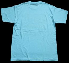 画像3: 80s USA製 BEACH PATROL アート 蛍光プリント コットンTシャツ 水色 XL (3)