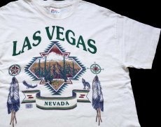 画像1: 90s Hanes LAS VEGAS NEVADA サボテン ネイティブ柄 アート コットンTシャツ 生成り L (1)