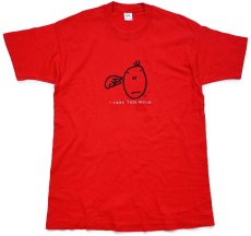 画像2: 90s USA製 フェイス I CARE THIS MUCH 刺繍 コットンTシャツ 赤 L (2)