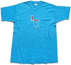 画像2: 90s USA製 フェイス ? ? ? 刺繍 コットンTシャツ ライトブルー XL (2)