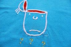 画像4: 90s USA製 フェイス ? ? ? 刺繍 コットンTシャツ ライトブルー XL (4)