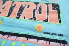 画像5: 80s USA製 BEACH PATROL アート 蛍光プリント コットンTシャツ 水色 XL (5)