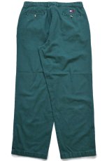 画像3: 90s TOMMY HILFIGERトミーヒルフィガー ツータック コットン チノパン 緑 W36 L30 (3)