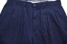 画像4: 90s ポロ ラルフローレン ANDREW PANT ツータック コットン チノパン 紺 W36 L30 (4)