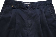 画像4: 90s DOCKERSドッカーズ LOOSE FIT ツータック スラックス コットンパンツ 濃紺 W34 L32★Levi'sリーバイス (4)