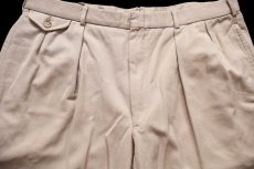 画像4: 90s ポロ ラルフローレン ツータック スラックス ウール ギャバジン パンツ ベージュ W38 (4)