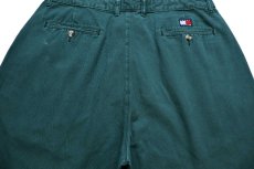 画像5: 90s TOMMY HILFIGERトミーヒルフィガー ツータック コットン チノパン 緑 W36 L30 (5)
