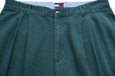 画像4: 90s TOMMY HILFIGERトミーヒルフィガー ツータック コットン チノパン 緑 W36 L30 (4)