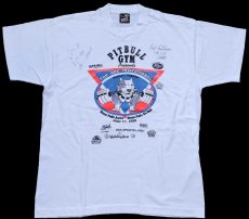 画像2: 90s USA製 PITBULL GYM ピットブル Holiday Inn ロゴ 協賛 サイン入り Tシャツ 白 L (2)