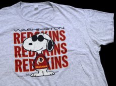 画像1: 80s スヌーピー NFL WASHINGTON REDSKINS インディアンヘッド Tシャツ 杢グレー 特大 (1)