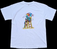画像2: 90s USA製 GTE VISA イラスト コットンTシャツ 白 XL (2)
