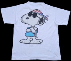 画像1: 90s USA製 スヌーピー 星条旗 USA 両面プリント コットンTシャツ 白 XL (1)