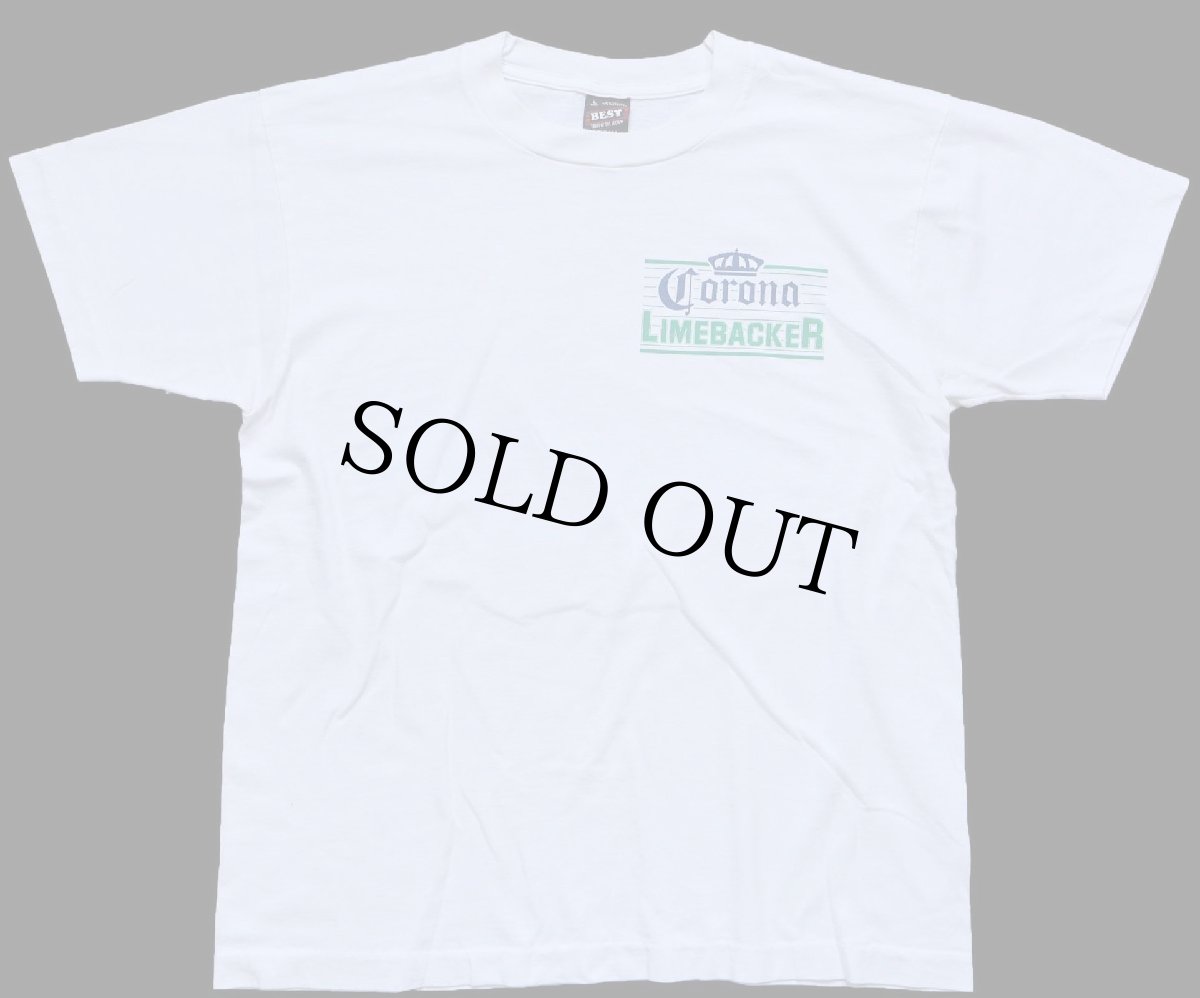 画像2: 90s USA製 Corona LIMEBACKER コロナビール ロゴ 両面プリント Tシャツ 白 L (2)