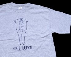 画像1: 80s USA製 FREE LUNCH アート コットンTシャツ 杢ライトグレー XL (1)