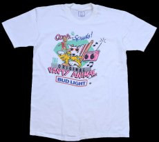 画像2: 80s USA製 Spuds! PARTY ANIMAL BUD LIGHTバドライト 蛍光プリント コットンTシャツ 白 L★Budweiserバドワイザー (2)