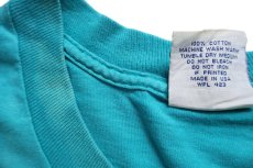 画像5: 90s USA製 Levi'sリーバイス 501 BUTTON YOUR FLY ロゴ コットンTシャツ 青緑 L (5)