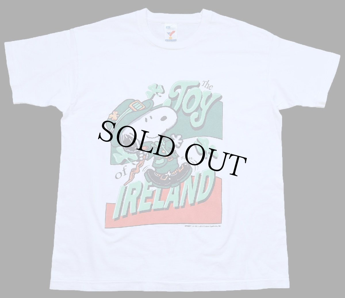 画像2: 90s USA製 ARTEX スヌーピー The Joy of IRELAND クローバー コットンTシャツ 白 XL (2)