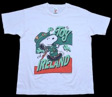 画像2: 90s USA製 ARTEX スヌーピー The Joy of IRELAND クローバー コットンTシャツ 白 XL (2)