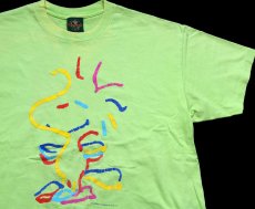 画像1: 90s USA製 LOGOTEL ウッドストック アート コットンTシャツ 黄緑 XL★スヌーピー (1)