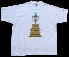 画像2: 90s USA製 WISCONSIN'S WATERS & WOODS with John Gillespie トロフィー Pabst Blue Ribbon ロゴ 協賛 Tシャツ 白 XXL★特大 (2)