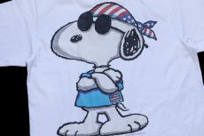 画像3: 90s USA製 スヌーピー 星条旗 USA 両面プリント コットンTシャツ 白 XL (3)