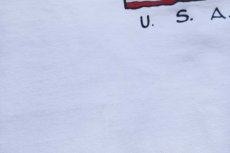 画像7: 90s USA製 スヌーピー 星条旗 USA 両面プリント コットンTシャツ 白 XL (7)