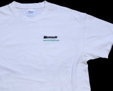 画像1: 90s Hanes Microsoft マイクロソフト ロゴ刺繍 コットンTシャツ 白 XL★B (1)