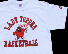 画像1: 90s USA製 NIKEナイキ LADY TOPPER BASKETBALL WKU マスコット RC COLA 両面プリント Tシャツ 白 XL (1)