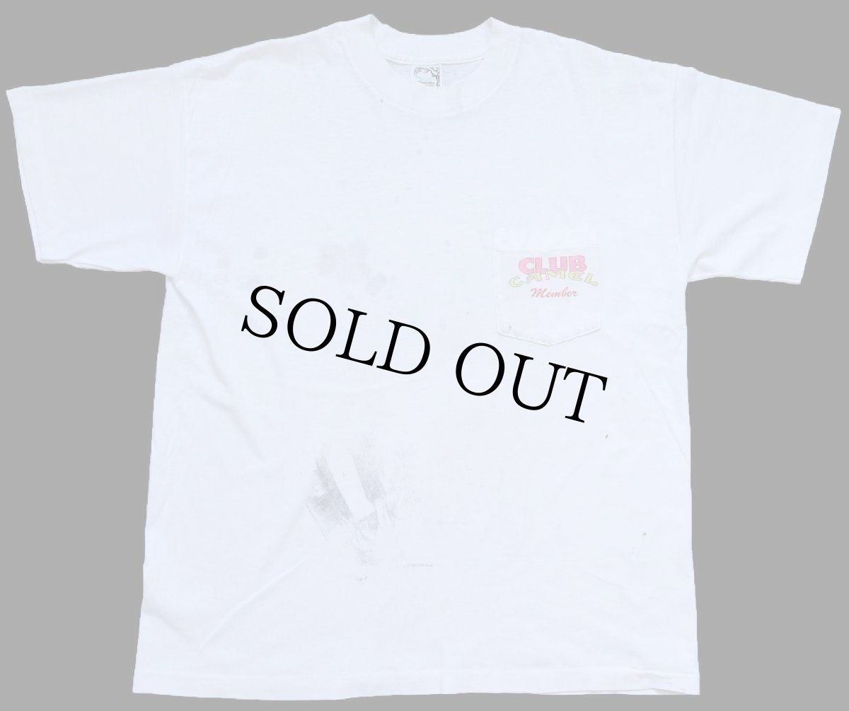 画像2: 90s USA製 CLUB CAMEL キャメル ポケットTシャツ ボロ 白 XL (2)