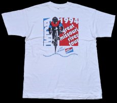 画像2: 90s USA製 1994 great missouri river tour ロードバイク アート PRICE CHOPPER 7Up ロゴ 協賛 両面プリント コットンTシャツ 白 XL (2)