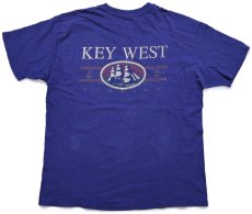 画像3: 90s USA製 Hanes KEY WEST FLORIDA 両面ひび割れプリント コットンTシャツ ナス紺 フェード XL (3)