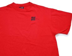 画像1: 90s USA製 NORWEST CARD SERVICES ロゴ 両面プリント コットンTシャツ 赤 XL (1)