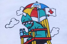 画像4: 90s USA製 GTE VISA イラスト コットンTシャツ 白 XL (4)
