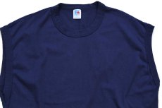 画像1: 80s USA製 RUSSELLラッセル 無地 ノースリーブ Tシャツ 紺 XL (1)