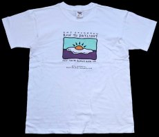 画像2: 90s USA製 AMY THOMPSON RUN TO DAYLIGHT 目玉焼き アート Reebokリーボック ロゴ 協賛 両面プリント コットンTシャツ 白 L (2)