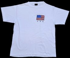 画像2: 90s USA製 スヌーピー 星条旗 USA 両面プリント コットンTシャツ 白 XL (2)