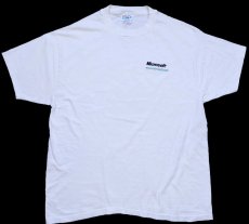 画像2: 90s Hanes Microsoft マイクロソフト ロゴ刺繍 コットンTシャツ 白 XL★A (2)