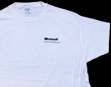 画像1: 90s Hanes Microsoft マイクロソフト ロゴ刺繍 コットンTシャツ 白 XL★A (1)