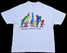 画像2: 90s USA製 Hanes CRAYOLA PRODUCT TOURS イラスト コットンTシャツ 白 XL (2)