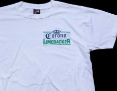 画像1: 90s USA製 Corona LIMEBACKER コロナビール ロゴ 両面プリント Tシャツ 白 L (1)