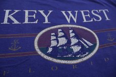 画像4: 90s USA製 Hanes KEY WEST FLORIDA 両面ひび割れプリント コットンTシャツ ナス紺 フェード XL (4)